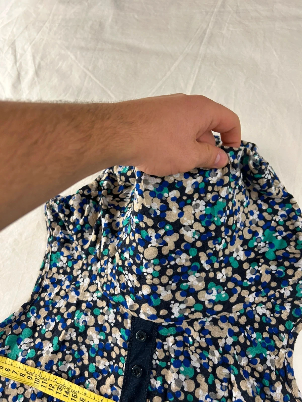 Vestido vintage azul marino con motivos casual talla 40 – photo 7
